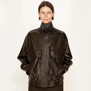 Women's Leather N0thing Wri En 24ss Ladies PU Classic Jacket Women Loose Stand-up Collar Design Broad Coat Casual Zipper Y2k