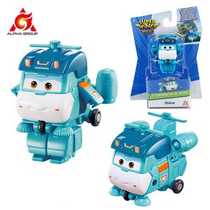 Super Wings Mini Transforming Shine 2 дюйма преобразует робот в плоскость в 3 шагах деформационные фигуры. Аниме -игрушки для детей 240420