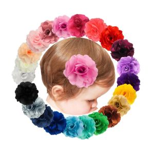 Tillbehör 22st/parti 3 tum satin tyg puffblommor hårklämmor hårnålar för barn flickor mode huvudbonader
