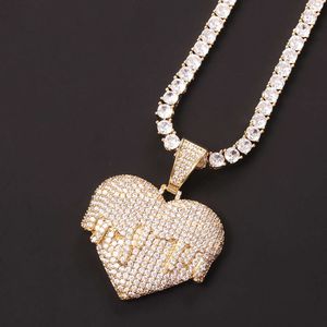 Creative Colorful Zircon Melting Love Pendant Personalized Hip Hop Necklace