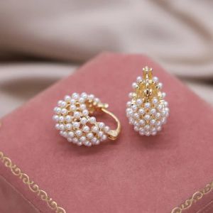 Earrings Korean New Fashion Jewelry White Pearl Bag Ushaped Basket Earrings Elegant Women's Daily Work Accessories