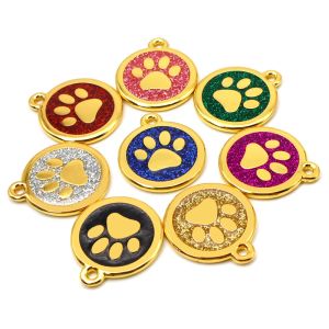 Taggar 20st Antilost Custom Dog ID Tag Graverade PET -krage Tillbehör Personlig tom Alloy Paw Paw Name Metal