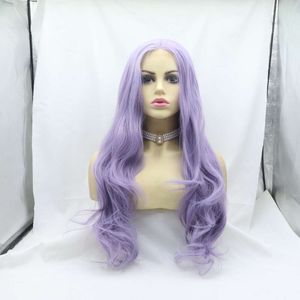 human curly wigs Wig middle long curly hair front lace chemical fiber high temperature silk hand woven wig head cover