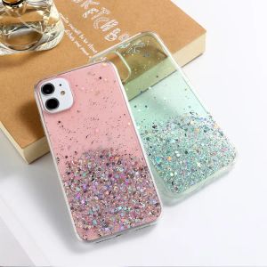 10pcs/lot clear Clear Glitter Phone Case for iPhone 14 15 13 12 Pro 11 Pro Max XS Max XR X 7 8 Plus SE 2020 Cute Bradient equins cover