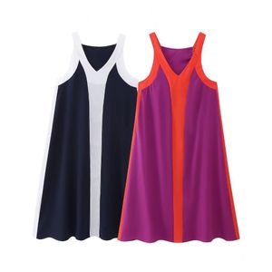 Partihandel Summer Style Womens Contrast Color Suspender Dress