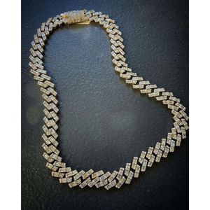 Luxury Hip Hop Diamond Custom Cuban Link Necklace Baguette Moissanite Chain Iced Out Cuban Link Chain
