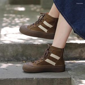 Boots Leather Women Ankle Handmade Genuine Riding Shoes For Casual Flat Heels Knight Brand Army Style2024