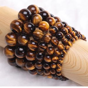 Strands Minimalist Natural Stone Tiger Eye Bracelet Unisex 4/6/8/10/12mm Buddha Beaded Braclet Meditation Yoga Leisure Accessories Joias