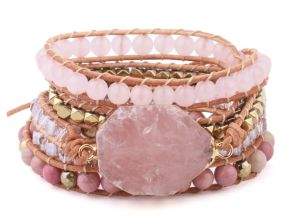 Strands New Women Wrap Wrap Bracelet com pedras preciosas Rose Crystal Vintage Declaração de tecelagem Fancy Girls Bracelet Bijoux Gifts