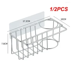 キッチンストレージ1/2PCSラック耐久性のある実用的なステンレス鋼スポンジホルダーシンクキャディドレインシェルフストーグオーガナイザー