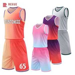 Fans Tops Tees Neues Basketball -Trikot Set Großhandel Custom Billig atmungsaktiven Basketball 100% Polyester Blank Sportkleidung College Kid Y240423