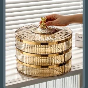 BINS MULTI LAYER TRANSPARENT SNACKS BOX Dammtät akryl Dry Fruit Tray Candy Nut Storage Box Modern vardagsrum Sundries Container