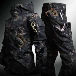 Giacche da caccia per esterni tattici softshell pile pile maschi inverno cappotti impermeabili di uniforme pantaloni da combattimento militare set dell'esercito militare