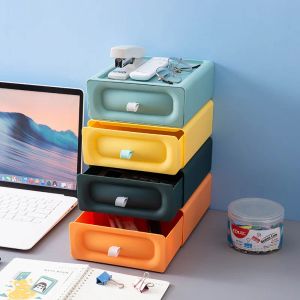 BINS STAPLABLE LAGRAMARE DESCH ARGANISER DOKUMENT SUNDRIES HOLDER Cosmetic Desktop Storage Box Cabinet Home Office Stationery Stationer.