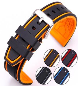 HENGRC Soft Silicone Watch Band Strap 20mm 22mm 24mm 26mm mode Kvinnor Män Färg Matchande Watchbands Rubber Armband2402306