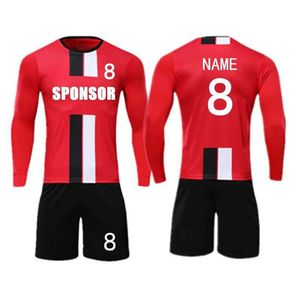 팬 Tops Tees Kids 성인 Long Sleeve Soccer Jersey Set Child Men Libetement Football Kit Boys Girls Training Suit Football Uniform Customized Y240423