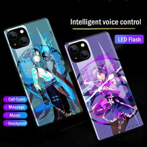 Bracelets LED Flash Cases para Xiaomi Redmi Nota 10 9 8 Pro Selfie Light Cover para Xiaomi Redmi K40 Edição de jogo Mi Poco F3 Mi 11 Case de vidro