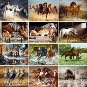 Turntables Gatyztory Oil Painting by Numbers for Adults Horse Cat Animal Paint by Number Modern Home Decoration Artcraft Framed