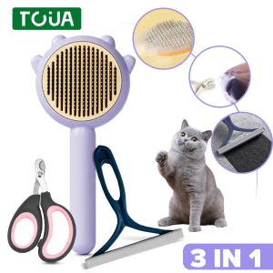 Clippers Pet Hair Removal cleaning Set Long Short Cat Hair Brush Dog Cat comb Scratcher cat nail trimmer pet Grooming tools Cat supplies