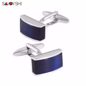 Ссылки Savoyshi Luxury Square Mufflinks для мужских высококачественных кнопок манжеты Blue Cat ye Cone Stanks Links Свадебные подарки ювелирные изделия