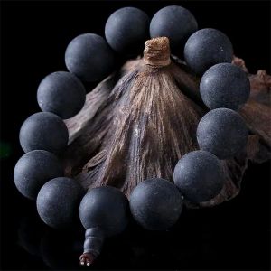 Strands 15mm 18mm 20mm Black Beads Bangles & Bracelets Jewelry Natural Ebony Wood Beads Bracelet For Women For Men Christmas Gift