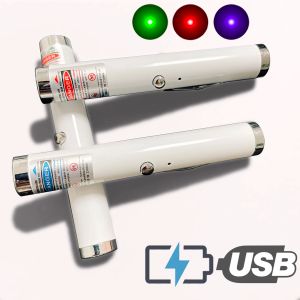 Pen (USB -laddning) 711 Green Laser Lndication Continuous Line Red Dot Laser Pointer 532nm Laser Hunt 5MW Purple Laser Pointer