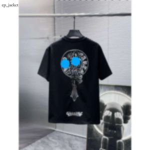 Chromee Shirt gränsöverskridande exklusiv digital tryckning av hög kvalitet Chrome Shirt Pure Cotton Double Garn Kort hjärtaärmad t-shirt för män 1493