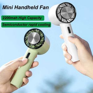 Other Appliances 2200mAh Mini Handheld Fan Portable Semiconductor Refrigeration Desktop Fan Folding Small Portable Electric Fan J240423