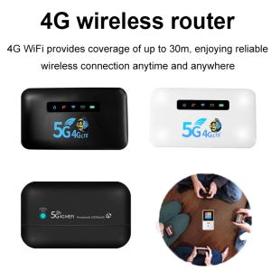 Routter 4G Pocket WiFi Router Portable Mobile WiFi Hotspot Cat4 150Mbps LAN RJ45 2600/10000mAh med SIM -kortplats för utomhusresor