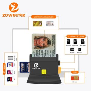 Zoweetek USB 2.0 Lettore di smart card multifunzione per Micro SD/TF Memory ID Bank EMV SIM SIM 240419