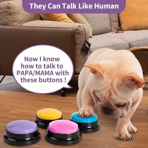 Whistles 4pcs Pet Recording Button Training Buzzer Pet Toys Supplies Pet sem bateria (rosa+azul+amarelo+roxo)