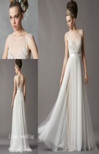 New Vintage Charming Sheer Transparent Tube Illusion Scoop Neck Lace Beach Casual Bridal Gown Wedding Dress Redo4577697