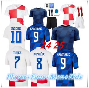 24 25 Croatian Football Jersey Men's Football Sweatshirt Set 2024 Fan Edition Player Edition Kids Kit+Socks Modric Kovacic Pasalic Perisic EM