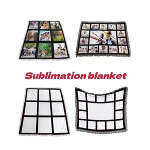 Andere festliche Partyversorgungen Decke Sublimation Weiß mit Quasten 9 Penel Wärmeübertragung Schal -Wrack -Sofa -Hülle BLA DHO46