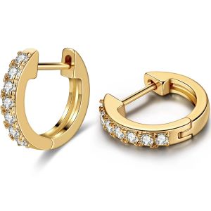 Örhängen vonmoos kvinnor hoop örhängen 14k real guld pläterad kubik zirkoniuminsats örhängen manschetter nya moderna smycken för gåva