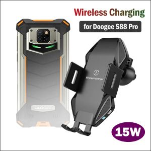 Chargers 15W Carroceta sem fio Fast Car Stand Para Doogee S88 Pro/S88 Plus Titular de telefone do carro Qi Wireless Charger Pad para Doogee S88 Plus