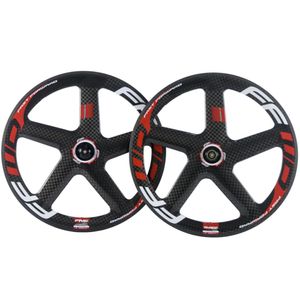 700C Full Carbon 5 Spokes Wheelset Road Bike Clinchertubular Carbon Wheelset Red and White Decal 12k Glossy Wheels6502422