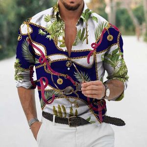 Men's Casual Shirts designer Polos T Shirts Hot 3D long sleeved shirt Spring Autumn Baroque print long sleeved shirt Hawaii loose oversized top for men Large size tops