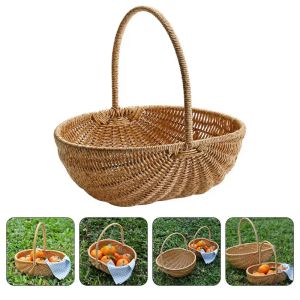 Cestas cestas de armazenamento doméstico colhendo lanches domésticos que servem para recipiente de frutas vegetais rattan pão organizando viagens