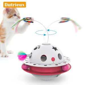 Toys Electric Automatic Roting Gat Toy com rolos trilhas de rolos Bolsa Butterfly Feather Fun Toy Toy Exercício Teaser interativo Toy Kitten