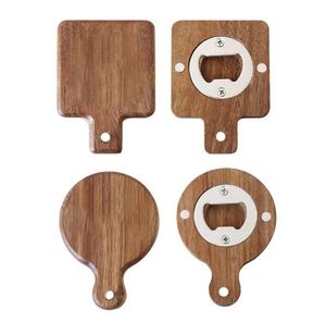 High Quality 2 Styles Blank DIY Wooden Bottle Opener Coaster Fridge Magnet Decoration Beer Bottle Opener Wholesale