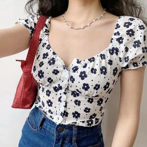 Women's Blouses Women Shirt Sexy & Club T-shirt Slim Print Top Slash Neck Puff Sleeve