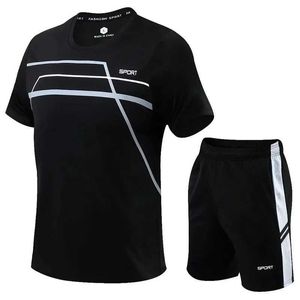 Fãs tops tees 2 pcs/set homens executando roupas esportivas ternos de ginástica badminton roupas de terno esportivo running corgging wear exercícios de exercício conjunto y240423