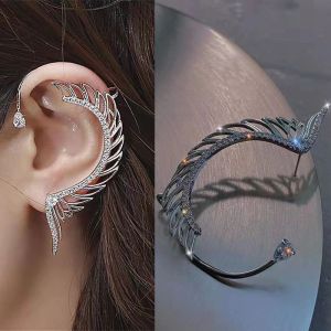 Ohrringe silberplattierte Metall Engelsflügel Ohrklammern ohne Piercing für Frauen funkeln