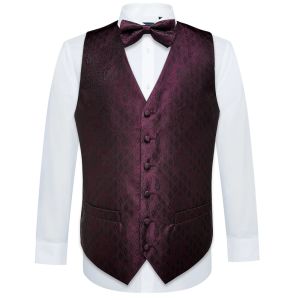 Жилеты дизайнерские мужские шелковые жилетки Classic Classic Red Paisley Suit vest Жаккард фолскую носовую плавку Bowtie Set Set Barry.