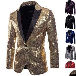 Abiti da uomo Blazer Men Blazer Banquet Party Bar Night Club Capeggi Bright Paisley Fashion Drop Delivery Abbigliamento DHDS9