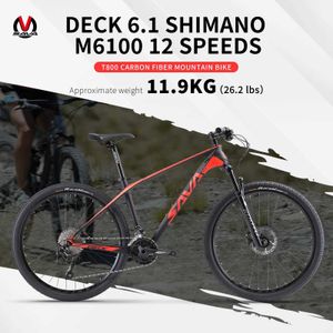 Cyklar Sava Deck 6.1 Carbon Fiber Mountain Bike 1x12 Speed ​​26/27,5/29 med Shiman0 Deore M6100 Vuxen mountainbike Y240423