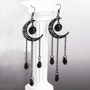 Charm Vintage Gothic Vampire Hexe Black Moon Ohrringe für Frauen 2023 Neue kreative Halloween -Party Personalisierte Schmuckzubehör Y240423