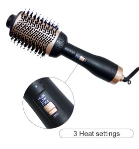 Asciugatrice 2 in 1 in oro aria calda spazzola aria fresca pettinate pettinate per capelli asciugacapelli 360 rotazione multifunzione peli di ferro.