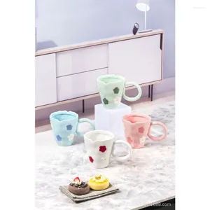 Mugs 1pc Wholesale Korean Style Fresh Flower Designed Ceramic Mug High Value Cute Large Capacity Mark Cup Unique Design Coffee